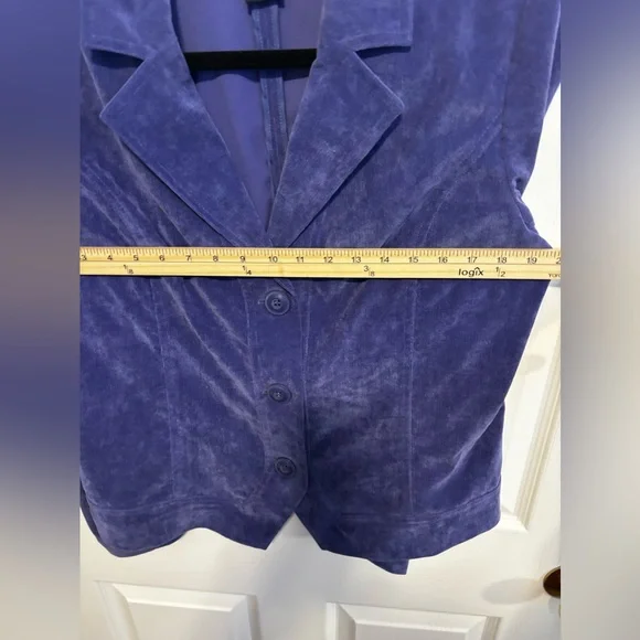 WOMENS R.O.T. DARK LAVENDER CORDUROY LONG SLEEVE FRONT THREE BUTTON CLOSURE SZ L - Picture 12 of 14